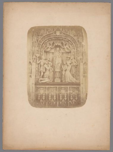 Altar with Mary and child surrounded by figures