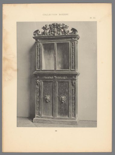 Decorated cabinet with two glass doors in the upper part