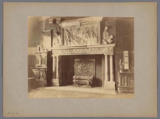 Hall five with the fireplace in the Musée de Cluny in Paris