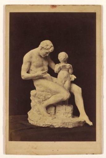 Design for a sculpture of a man and child