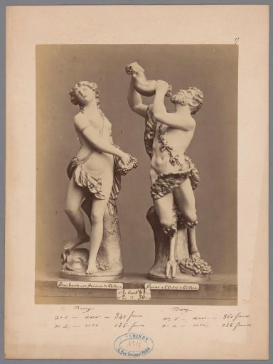 View of two sculptures of mythological figures