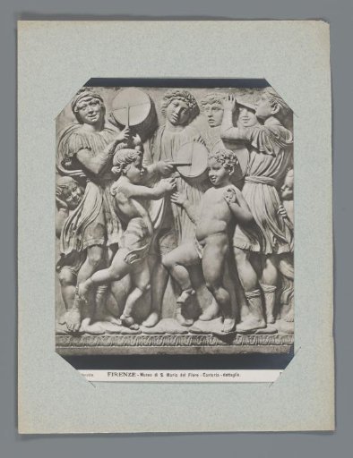 Detail of a relief with a group of musicians in the Museo di Santa Maria del Fiore in Florence