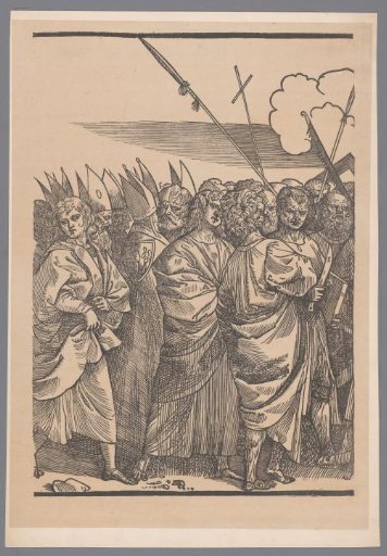 Reproduction of the third part of the print series The Triumph of Christ after Joos Lambrecht