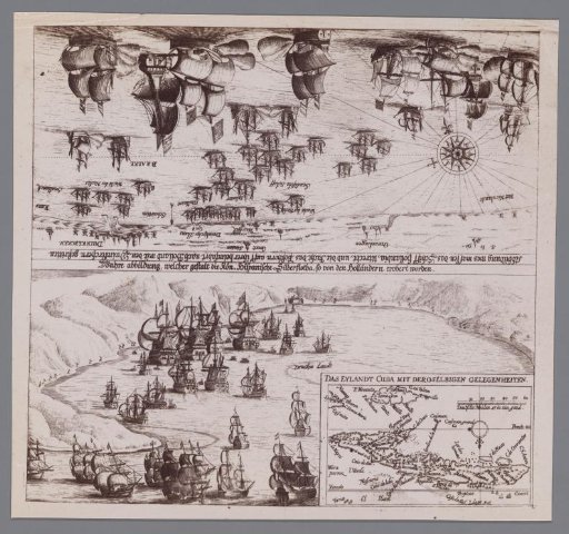 Photographic reproduction of the print Naval Battle of Piet Hein against Dunkirkers and Capture of the Silver Fleet by Piet Hein