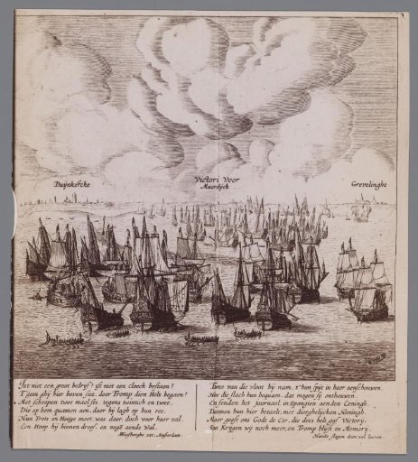 Photographic reproduction of the print Sea Battle off Dunkirk under Tromp after Willem van de Velde (II)