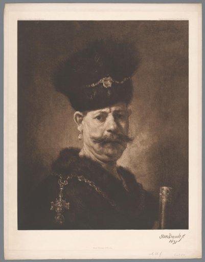 Photographic reproduction of the painting Portrait of a Man by Rembrandt [?], coll. Hermitage, St. Petersburg