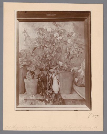 Photographic reproduction of a painting with a still life of plants by Paul Cézanne from the Hoogendijk collection, now in The Barnes Foundation