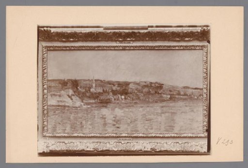 Photographic reproduction of a painting depicting a view of a city on a river by Paul Cézanne from the Hoogendijk collection