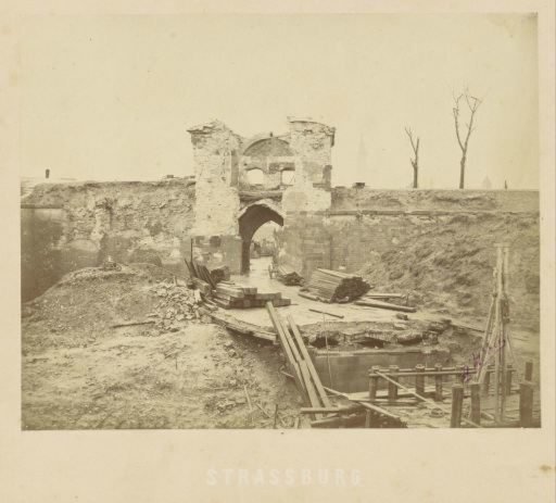 Ruin of the city wall and city gate in Strasbourg