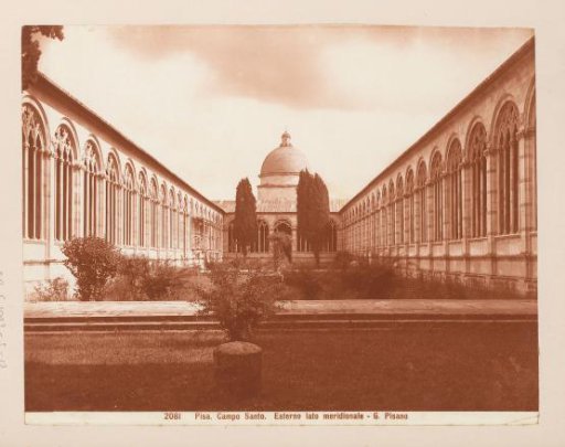 View of the courtyard of the Campo Santo at Pisa, Italy