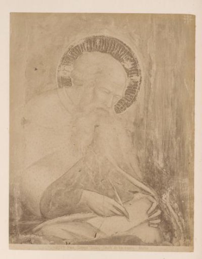 Photoreproduction of the fresco Head of a Saint by Giotto in the Camposanto in Pisa, Italy