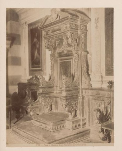 Bishop's throne in the choir of the Cathedral of Pisa, Italy