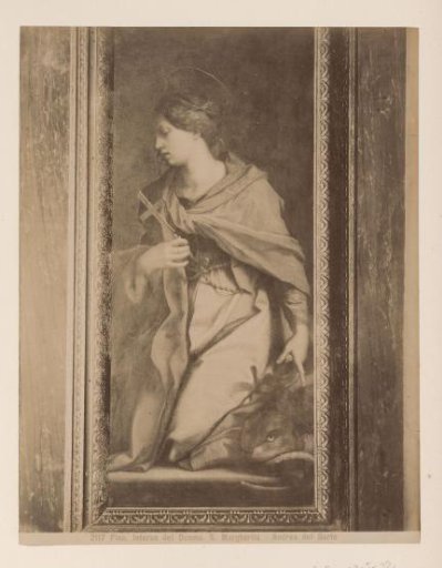 Photoreproduction of a painting of Saint Margaret of Antioch after Andrea del Sarto in the Cathedral of Pisa, Italy