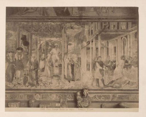 Photoreproduction of the fresco The Drunkenness of Noah after Benozzo Gozzoli in the Camposanto in Pisa, Italy