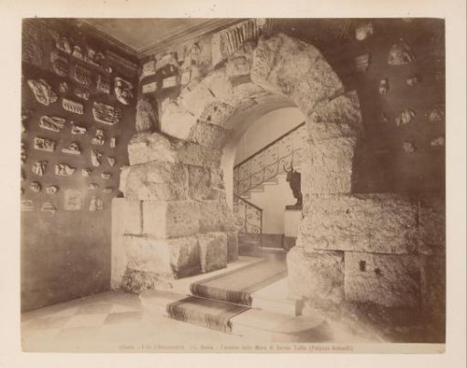 Fragments of the wall of Servius Tullius in the Palazzo Antonelli in Rome, Italy