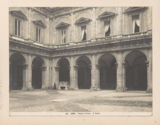 View of the courtyard of the Palazzo Farnese in Rome