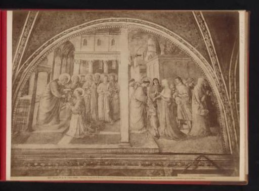 Photographic reproduction of fresco Peter consecrates Saint Stephen as deacon and Stephen distributes alms to the poor, by Fra Angelico, Chapel of Nicholas V, Vatican