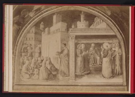 Photographic reproduction of fresco Preaching of Saint Stephen and Saint Stephen before the high priest and the scribes, by Fra Angelico, Chapel of Nicholas V, Vatican
