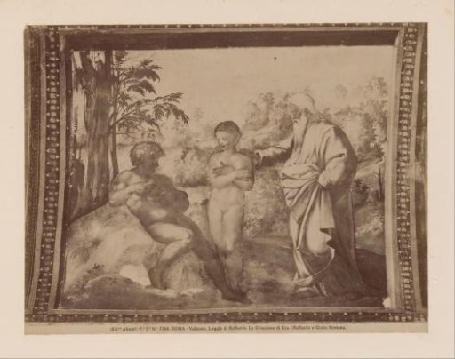 Photographic reproduction of fresco The Creation of Eve by Raphael and Giulio Romano, Vatican