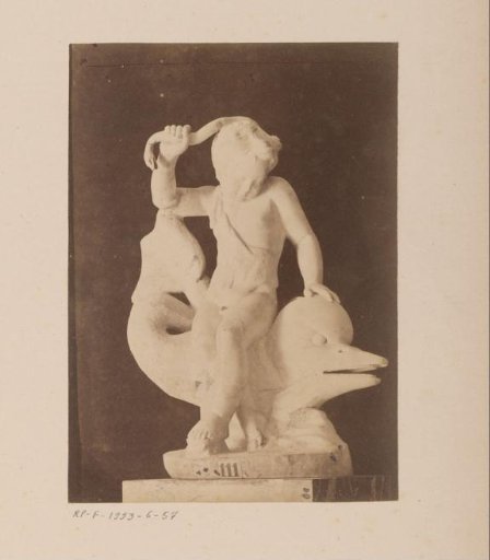 Sculpture of a boy with a dolphin and a snake, Glyptothek Munich