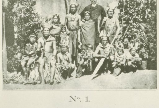 Group portrait of Surinamese Arawaks and Caribs, and a European man, at the Colonial Exhibition, Amsterdam 1883