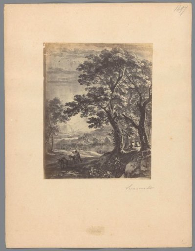 Photographic reproduction of a drawing of an Italian landscape by Herman van Swanevelt