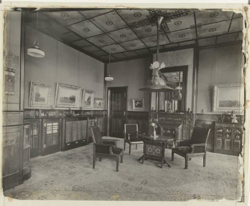 Interior of the house of E.R. Harkema in Amsterdam or Laren, designed by Theo Nieuwenhuis
