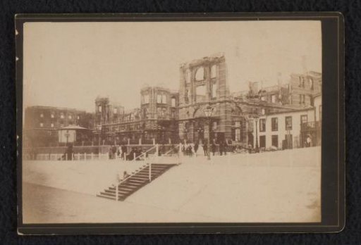 Figures in front of a building