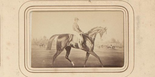 Photographic reproduction of a design depicting a horseman on horseback