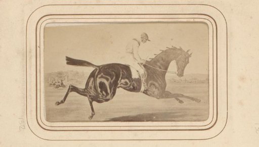 Photographic reproduction of a design depicting a horseman on horseback