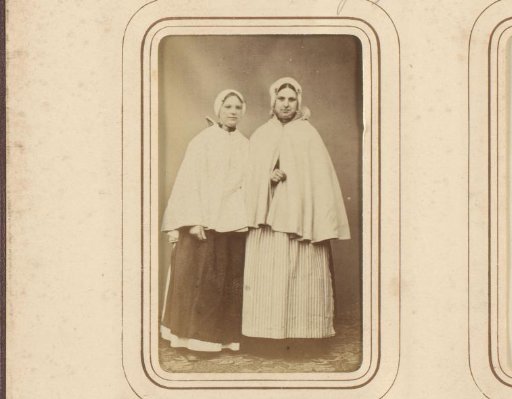 Portrait of two women in Scheveningen traditional dress