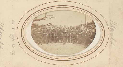 King Willem III, Prince Hendrik and Crown Prince Willem, during a meeting of the Weerbaarheidskorpsen at De Bilt