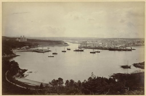 View of Stornoway, Lewis, with Lews Castle on the left