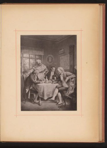 Reproduction of a drawing depicting the parents of Hermann visiting their neighbors