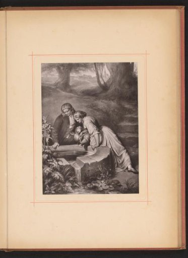Reproduction of a drawing depicting Hermann and Dorothea at a water well