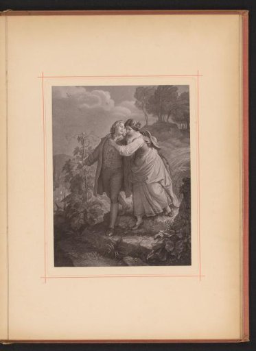 Reproduction of a drawing depicting Hermann and Dorothea returning home