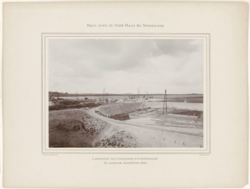 Construction of the abutment and shore pier of the bridge over the Oude Maas on the right bank near Spijkenisse