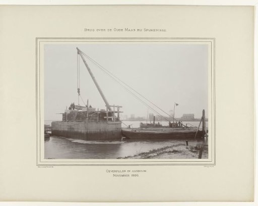 Construction of the shore pier for the bridge over the Oude Maas near Spijkenisse