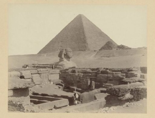 Pyramid of Cheops and Sphinx of Giza, with temples and royal tombs in the foreground