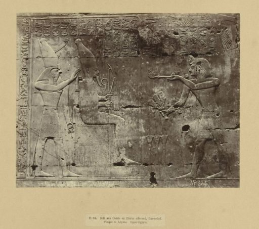 Relief of Seti making an offering to Horus and Osiris, Abydos