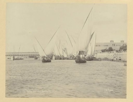 Feluccas on the Nile near the Qasr al-Nil Bridge, Cairo