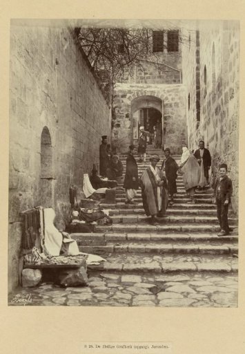 People at the Ascent Towards the Church of the Holy Sepulchre in Jerusalem