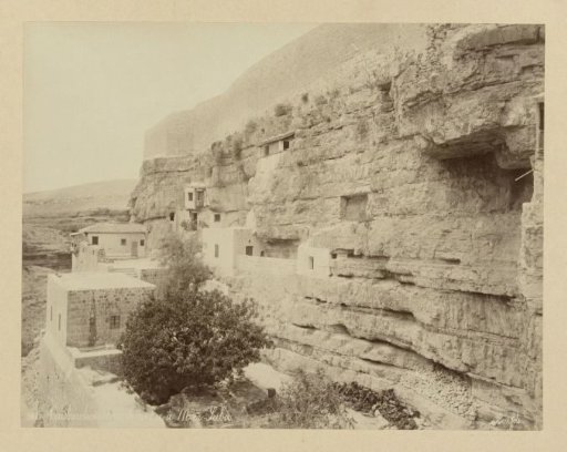 View of the Rock Dwellings of the Monastery of Mar Saba in the Kidron Valley