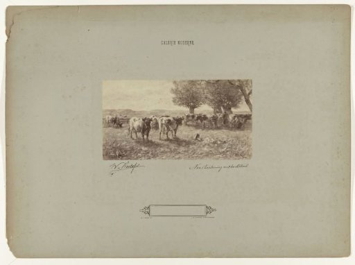 Photographic reproduction of a drawing: Landscape with Cows near Trees