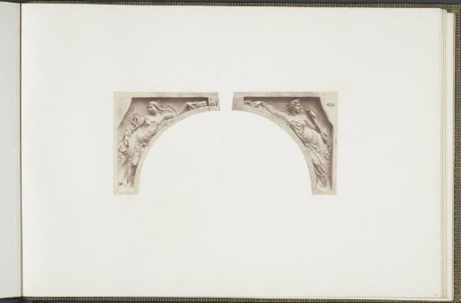 Plaster models for sculptures at the Palais du Louvre: left "Le Commerce" and right "L'Agriculture" by Joseph Pollet