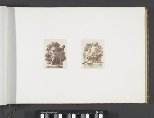 Plaster models for sculptures on the Palais du Louvre: left "La Mécanique" by Charles Capellaro and right "La Chasse" by Auguste Jean Baptiste Lechesne