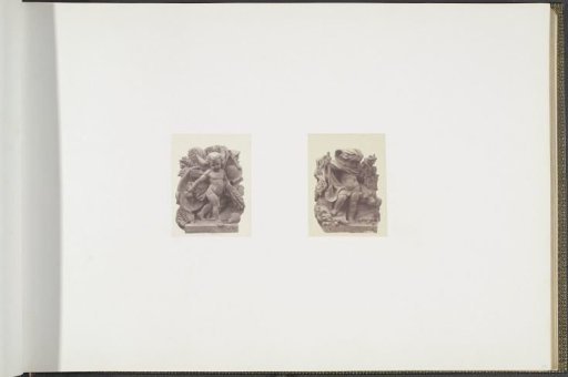 Plaster models for sculptures on the Palais du Louvre: left "La Moisson" by Alexandre Schoenewerk and right "L'Hiver" by Georges Clère