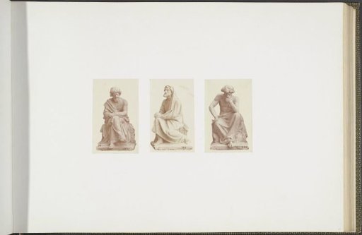 Plaster models for sculptures on the Palais du Louvre: from left to right "Le Calme", "La Religion" and "La Méditation" by Jean Bonassieux