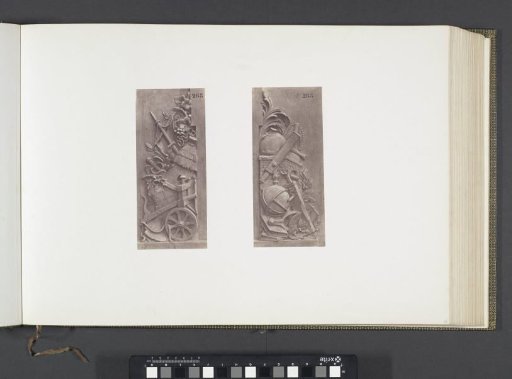 Plaster models for sculptures on the Palais du Louvre: left "L'Agriculture et le Commerce" and right "La Science et l'Industrie", both by Joseph-Félix Simouillard and Eustache Bernard