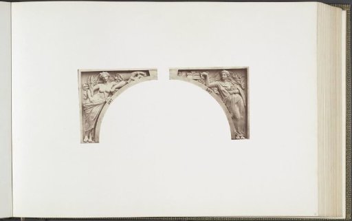 Plaster models for sculptures on the Palais du Louvre: left "L'Abondance" and right "La Fortune" by Emile Seurre